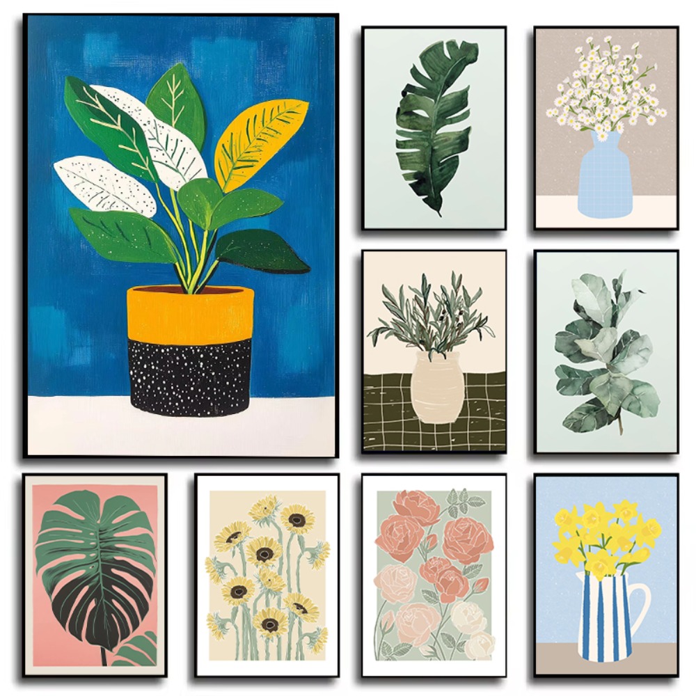 Plant Parenting - Garten-Blumenvase Kunstposter Blumen-Pflanzen-Illustration Leinwanddruck Wandkunst Bild
