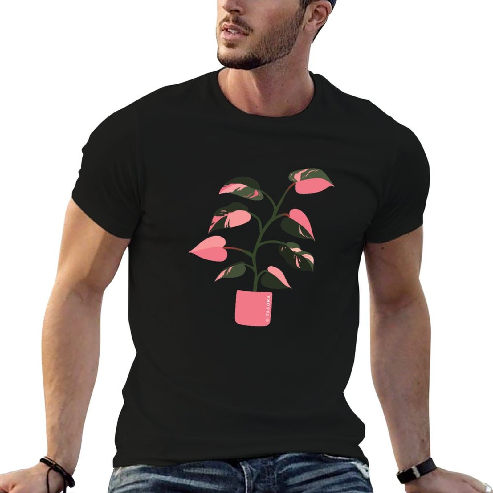Philodendron Pink Princess - Philodendron Pink Princess Artwork T-Shirt Einfarbiges,
