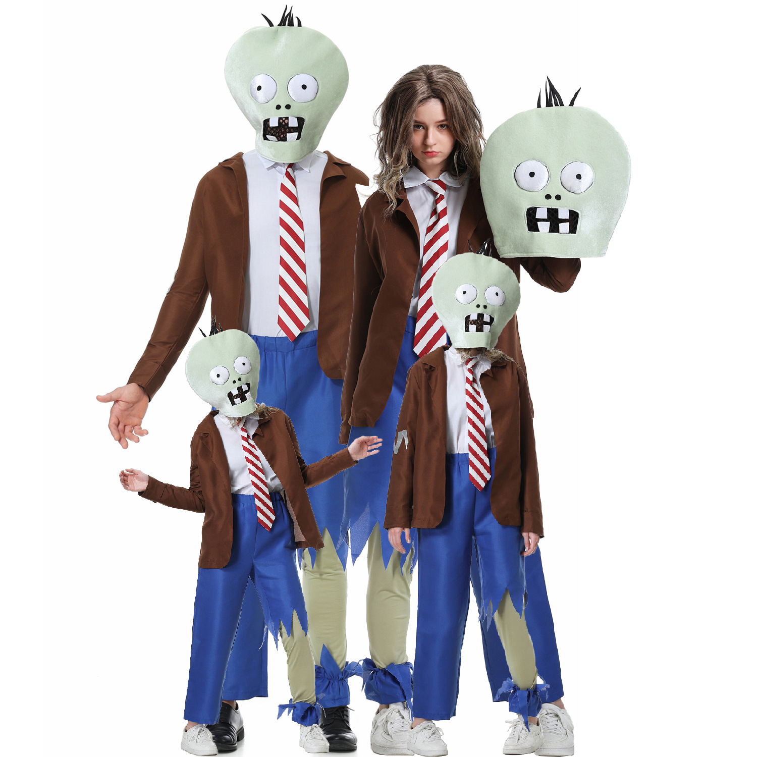 Plant Parent Vs - S-XL-Pflanze vs. Zombie-Charakter-Puppen, Eltern-Kind-Outfit für Mädchen,